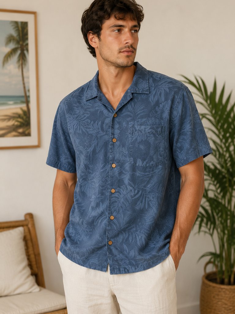Joseph  Feiss 100 Silk Tonal Floral Hawaiian Resort Shirt Xl Coastal Grandpa